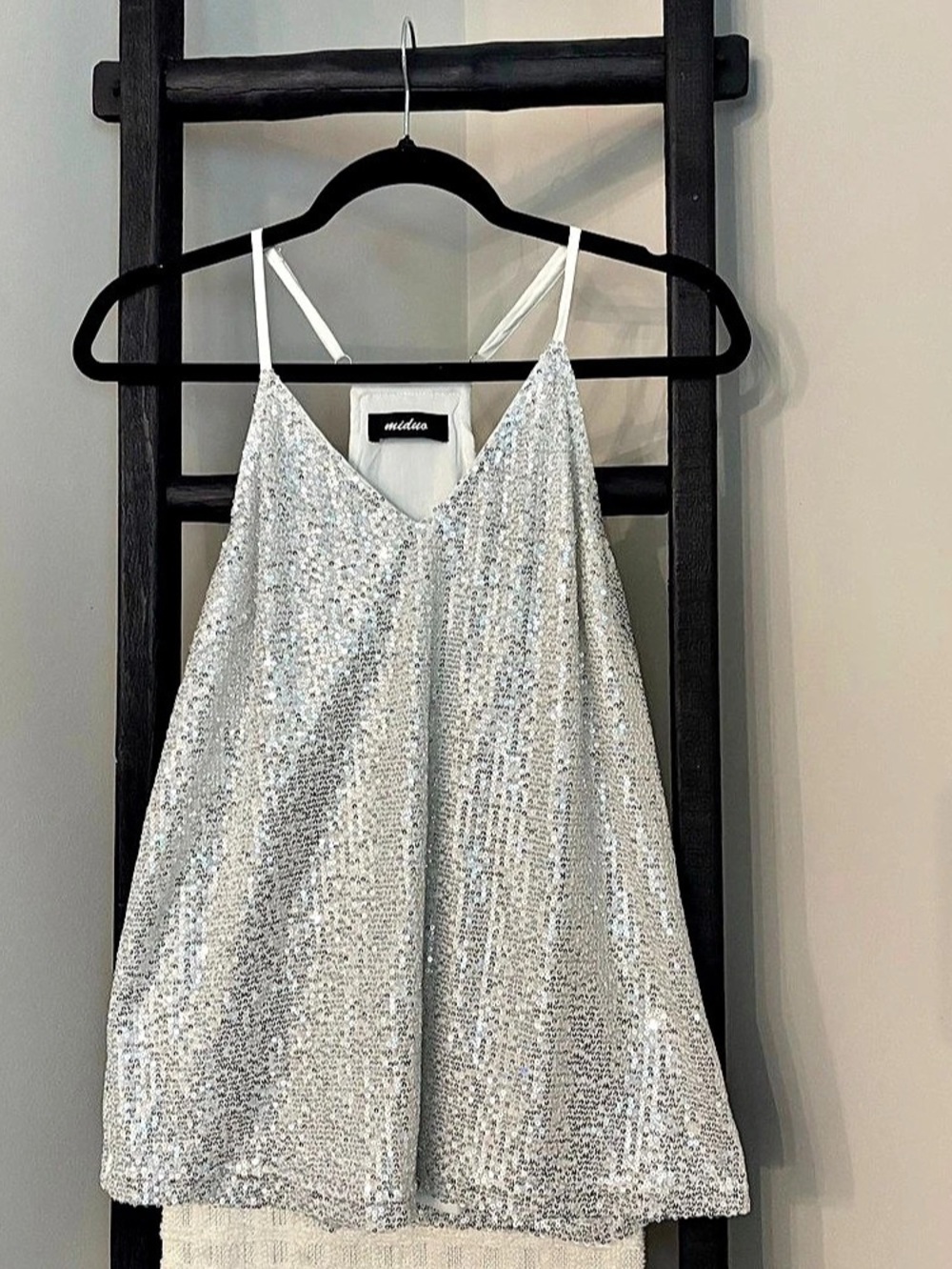 miduo Silver Sequin Cami Top Silver Camisole